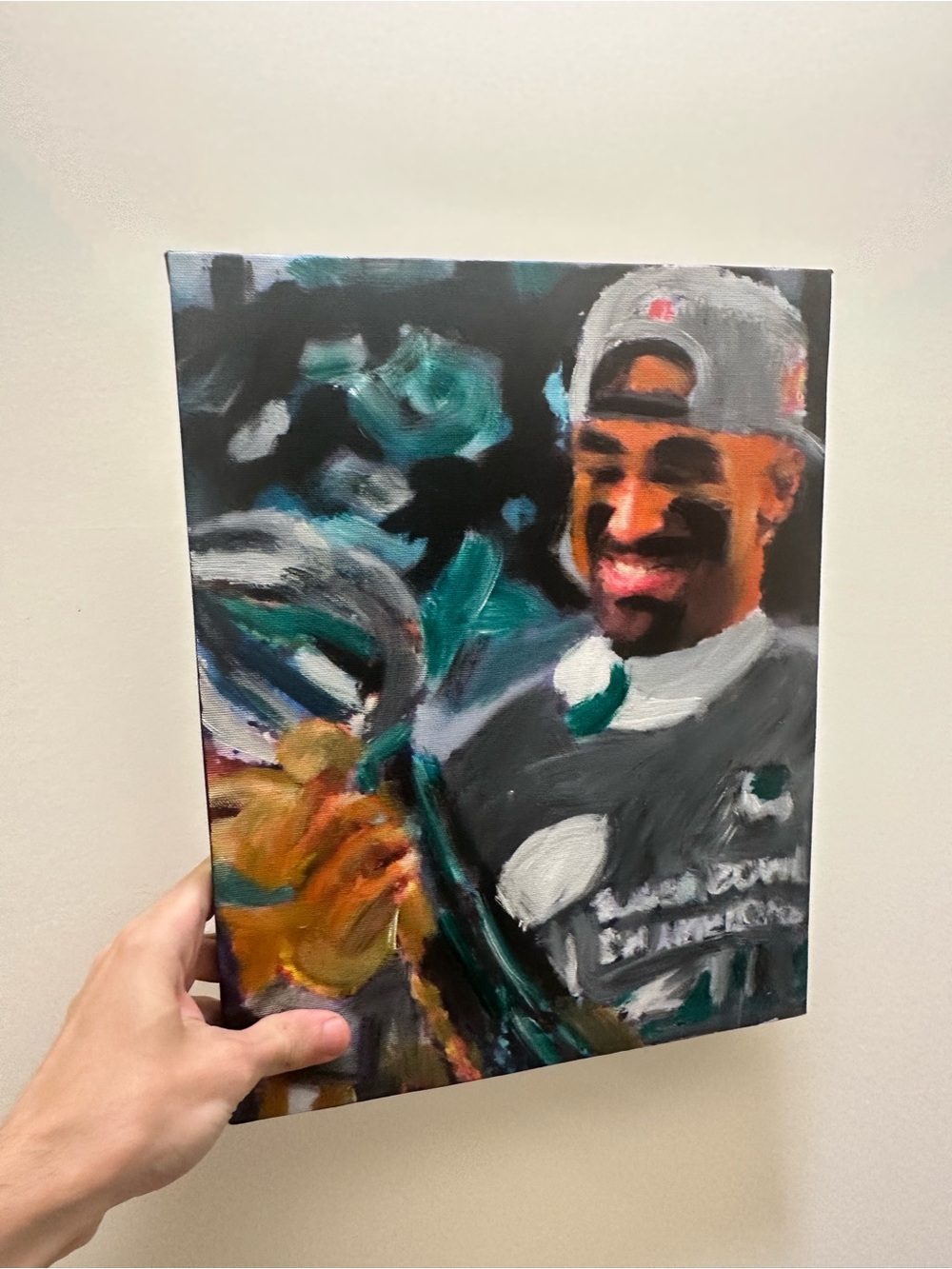 Jalen Hurts painting 11x14 Hand-Painted Home Art Canvas Abstract Portrait